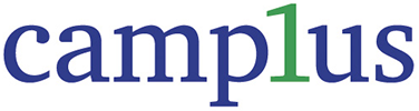camplus Logo Camplus: scritta “camplus” in blu con numero uno stilizzato in verde al posto della lettera “l”.